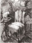 Chambre nocturne, Charbon sur papier, 58 x 43 cm, 1998