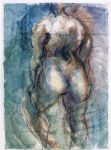 Vue de dos, Aquarelle sur papier, 24 x 19 cm, 1997