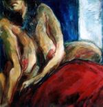 Coussin Rouge, Huile sur isorel, 47 x 47 cm, 2003