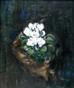 Mon cyclamen blanc, Huile sur toile, 45 x 35 cm, 2008