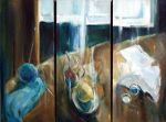 Sur la table de ma Mémé, Huile sur toile, 3 x 24 x 49 cm, 1997
